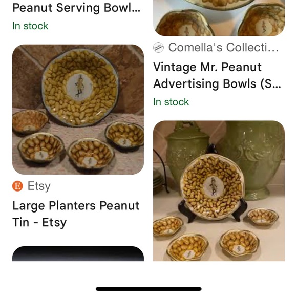 Vintage Mr Peanut metal bowl and 4 snack bowls - Picture 5 of 6